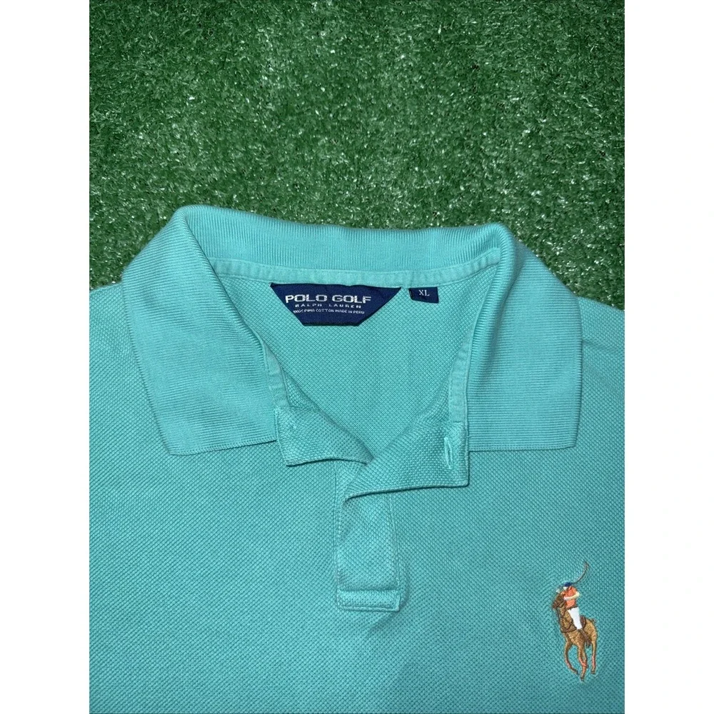 Ralph Lauren Golf Polo Mens Shirt X-Large Teal‎ Performance Pima Cotton LOGO